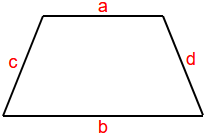 Área de un trapezoide usando 2 bases y 2 lados