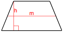 Área de un trapezoide usando la línea media y la altura.